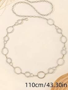 1pc Silver O-Ring Waist Chain Belt, Adjustable Round Chain Body Chain, Punk Street Style Waist Belt, Suitable For Party, Nightclub And Daily Wear - Silver - View 15
