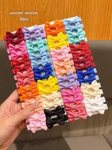 30pcs Random Color Hair Bows Daily Decorative Hair Clips - Multicolor - View 4