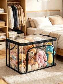 2/1 pieza Caja de almacenamiento de PVC transparente de alta resistencia, plegable con ventana visible, bolsa de almacenamiento, contenedor rectangular impermeable reforzado, adecuado para almacenar libros - Multicolor - Ver 8