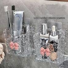 1/2pcs Wall-Mounted Storage Rack, No-Drill Installation, Suitable For Bathroom Storage, Suitable For Combs, Toothbrushes, Toothpaste And Bathroom Organization Items - Multicolor - View 9