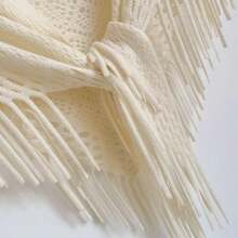 1PC Women's Autumn/Winter New Solid Color Triangle Tassel Knit Scarf Shawl - 02-beige - View 3