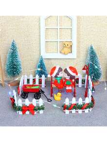 4pcs/Set Mini Christmas Fence Model - Holiday Props, Decorated With Green Vines And Bows. Suitable For DIY Model House Yard, Christmas Craft Projects, Micro Landscape Decoration, Mini Garden, Farm Theme Display And Potted Plant Decoration. - Multicolor - View 8