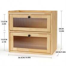 Double Layer Wooden Bread Bin Large Bread Storage Box With Acrylic Front Door - View 4