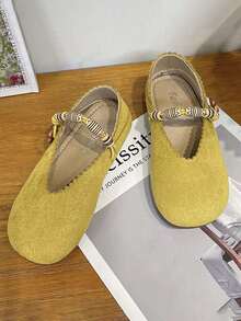 1 Pair Girls' Non-Slip Breathable Mary Jane Shoes, Toddler Walking Shoes, Student Shoes, Suitable For Spring, Summer, Autumn - Yellow - View 7