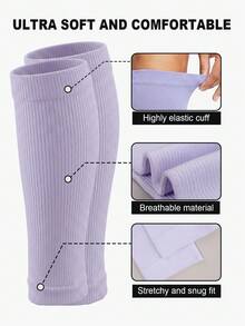 2Pairs Calf Compression Sleeve For Men Women Football Leg Sleeve Elastic Calf Support Sock For Sports Cycling Running Basketball - Multicolor - View 3