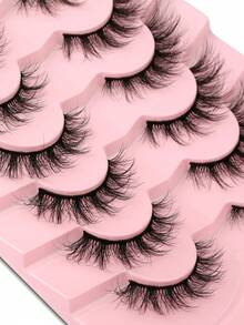 Himirell 7 Pairs Cross Fluffy Messy Style False Eyelashes With Cartoon Look Effect, Suitable For Vacation, Holiday, Date And Other Makeup Occasions To Enhance Eye Effect - Black - View 5
