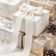 Flocked Ribbon Christmas Ribbon Suitable For Christmas Tree Decoration, Christmas Window Display, Christmas Wreath Decoration, Flocked Satin Ribbon Bows (Multiple Sizes Available) 3/4 Inch X 10 Yards, With Paper Spool For Easy Storage - White Size 10 - View 7