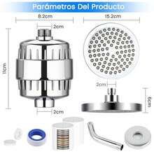 MOSU 20 Etapas Cabezal de Ducha con Filtración con Soporte, 6 Pulgadas cabezal de ducha de alta salida, Filtro especial para agua dura, Elimina el Cloro, Elimina Impurezas - plateado - Ver 3