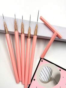 5pcs Nail Art Liner Brush Set - Suitable For Fine Line Drawing And Detail Painting, Essential Nail Art Tool - Multicolor - View 7