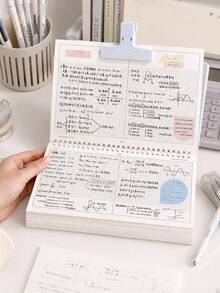 1pc Grid Paper Spiral Notebook, 25*17.5cm Graph Grid Journal With Note Block Area, 60 Sheets 120 Pages Stationery For Study Planning - Mesh Style - View 2
