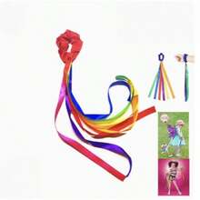 1pc Rainbow Dance Ribbon Wand, Elastic Rhythmic Tassel, Suitable For Music Class, Multi-Color Handheld Tassel Gymnastics Ribbon, Dance Prop Decoration, Handheld Dance Wrist Tassel, Ideal Gift For Christmas, Valentine's Day, Children's Party, School Performance - A - View 4