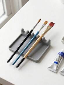 1pc Watercolor Brush Holder With Drip Tray, Brush Drying Rack Stand, Desktop Brush Storage Rack, Suitable For Art Studio, Can Hang Brushes And Keep Desktop Tidy, Suitable For Watercolor, Acrylic And Oil Brushes, Art Studio Supplies - Multicolor - View 2