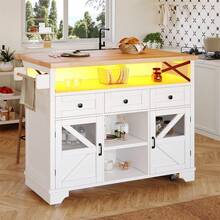Mobile Kitchen Island Cart With Foldable Countertop, 3 Drawers, And Glass Door Storage Cabinet, X-Shaped Metal Frame Design, Versatile Storage, Suitable For Kitchen, Living Room, And Balcony - White - View 8