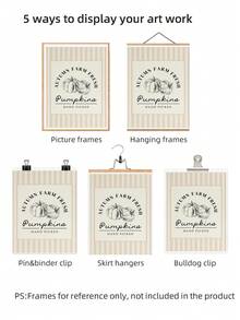 1pc Frameless Striped Pumpkin Fall Cottagecore Wall Art Print, Rustic Vintage Dorm Bedroom Party Decor, Back To School Gift - Multi-color - View 6