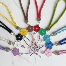 2026 New Camellia & Lucky Clover Wrist Strap Lanyard, PU Phone Lanyard, Portable ID Card Holder, Decorative Phone Case Accessory - Multicolor - View 10