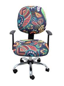 2pcs/Set (Backrest Cover + Seat Cushion Cover) Printed Detachable Office Chair Cover, Modern Style Elastic Polyester Detachable Office Chair Cover, Suitable For Office, Study, Home Use, All Seasons - Multicolor - View 5
