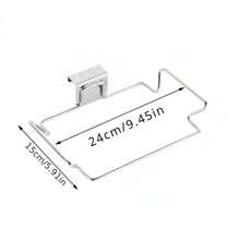 1pc Stainless Steel Kitchen Trash Can, Rectangular Metal Trash Bag Holder, Cabinet Door Waste Storage Rack, No Electricity Required, For Kitchen Use - A - View 9