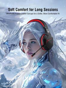 FANTECH Stereo Gaming Headset, Wired Gaming Headset, 6ft Cable Length, Noise-Canceling Over-Ear Headset With Microphone, LED Lights, Black - HQ54 Black - View 4