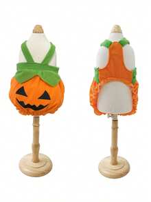 Halloween Pumpkin Pet Harness Dress, Funny Pumpkin Costume For Teddy, Bichon, Small Dogs And Cats - Orange - View 4