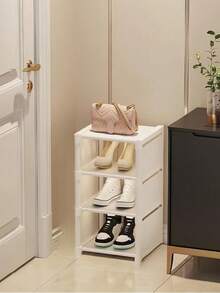 1pc 8-Tier Vertical Narrow Shoe Rack Organizer, Plastic Free Standing Shoe Storage Shelf With Baffle For Entryway Closet Bedroom - Multicolor - View 16