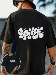 Camiseta Estilo Graffiti Spike% Algodón 180 g/² Cuello Redondo Transpirable Corte Regular Ropa Urbana de Verano - Negro - Ver 1