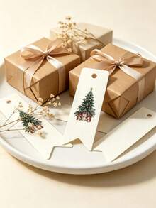 1/50/100pcs Christmas Tree Gift Tags, Merry Christmas Packaging Labels, Holiday Packaging Supplies Paper Tags, Suitable For Christmas Gifts And Decorations - Christmas Tree - High Quality - View 3