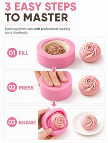 1/2pcs Silicone Dumpling Mold, Bao Buns Maker Machine, Baozi Maker Press Mold, Silicone Bun Dumpling Mold For Beginners, Homemade Manual Pastry Dumpling Wrapper Tool Pink, Easy To Demold Cake Mould, Handmade Baozi Makers - Multicolor - View 7