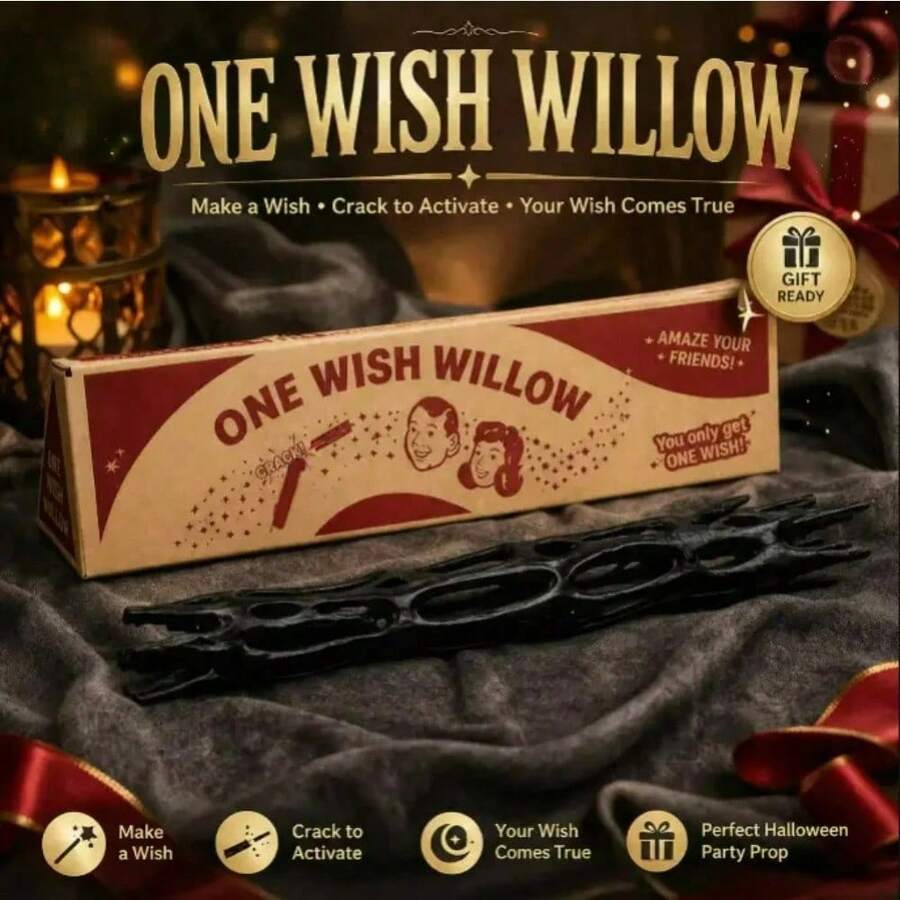 عصا أمنية سحرية من One Wish Willow للهالوين، هدية دعابة مبتكرة وإكسسوار للحفلات - الأسود - مشاهدة 1
