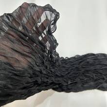 1pc Women's Solid Color Breathable Ruffle Scarf New Fashion Elastic Pleated Silk Scarf Daily Outing Headscarf - Multicolor - View 16