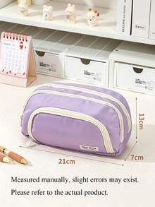 1pc Large Multi-Compartment Pencil Case, Waterproof Portable Stationery Storage Bag, Cute Organizer Pouch, Suitable For School, B, First Day Of School - Multicolor - View 15
