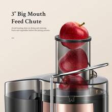 Qcen Juicer Machine, 500W Centrifugal Juicer Extractor With Wide Mouth 3" Feed Chute For Fruit Vegetable, Easy To Clean, Stainless Steel(Rose Gold) - US A Type Plug(110-127V) - View 3