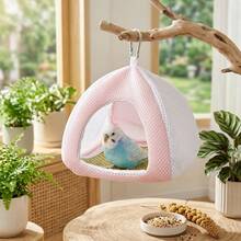 1 Set Parrot Summer Cool Nest Breathable Mesh Fabric + Cooling Mat | Suitable For Cages, Travel Or Outdoor Use | Cute Hanging Bird House, Suitable For Parrots, Lovebirds And Cockatiels - A - View 7