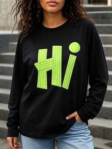 Fall Clothes For Women Going Out Tops, Breathable Soft Plain Long Sleeve Shirts, Loose Casual Tees For Back To School Daily Outdoor Walking Outfits - 黑色長袖款2 - 查看 1
