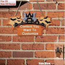 2D Flat, 1pc, Customizable Wooden Sign Castle Bat Decorative Plaque - Wall Decor Suitable For Kitchen, Hallway, Porch, Halloween Gift, Gothic Home Decor, Personalized Spooky Decoration - A - View 5