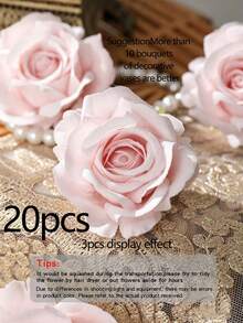 10 Artificial Rose Flower Heads, Made Of Cotton Roses. Suitable For DIY Handmade Floral Arrangements. Home Decor Photography Props. Realistic And Durable Artificial Flower Decorations, Suitable For All Seasons - Perfect For Outdoor, Living Room, Family Gatherings, Etc., Multi-Functional Floral Decor | Exquisite Petal Design | Durable Artificial Flowers, Floral Decorations, Flower Arrangement - Baby Pink - View 12
