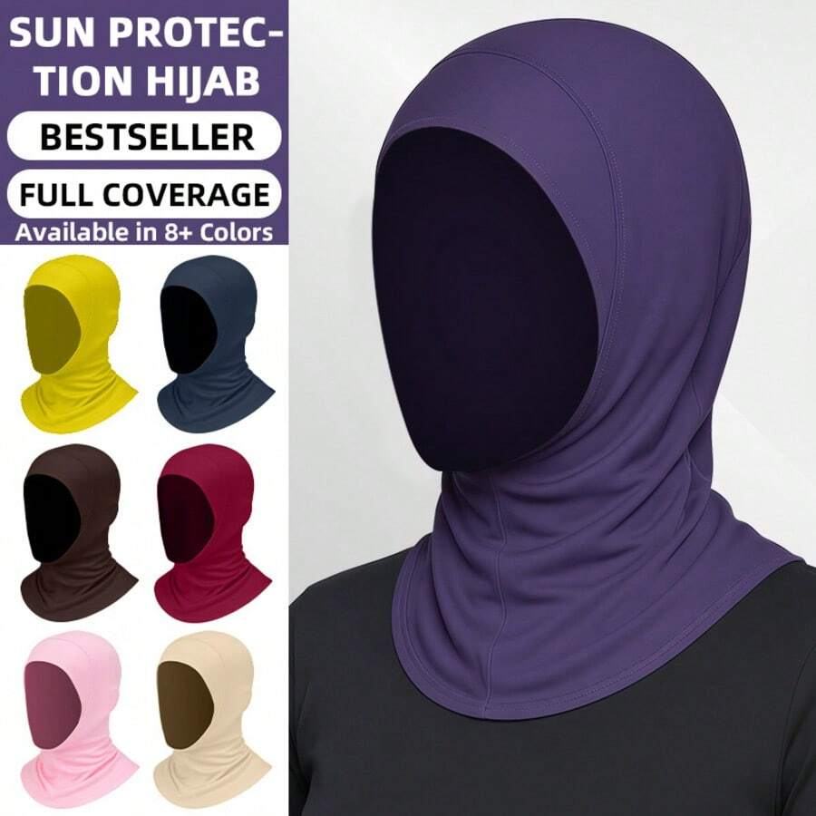 Women's Milk Silk Headscarf Hat, Solid Color High Elasticity Headwrap, Extra Long Neck Protection, Sun Protection Headscarf Cap - A - View 1