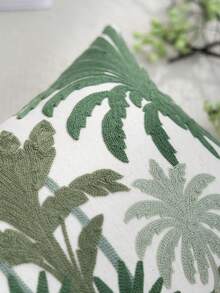1件綠色熱帶棕櫚植物刺繡枕套,春夏清新植物葉裝飾枕套,適合室內裝飾,四季通用,不含枕芯 - 綠色 - 查看 9