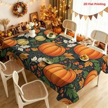 1/2pcs Autumn Tablecloth, Autumn Pumpkin & Vine Pattern Polyester Tablecloth, Suitable For Dining Table, Coffee Table, Kitchen, Picnic, Camping, Country Farmhouse Decor, Tabletop Protection, Holiday Autumn Theme Arrangement - Multicolor - View 12