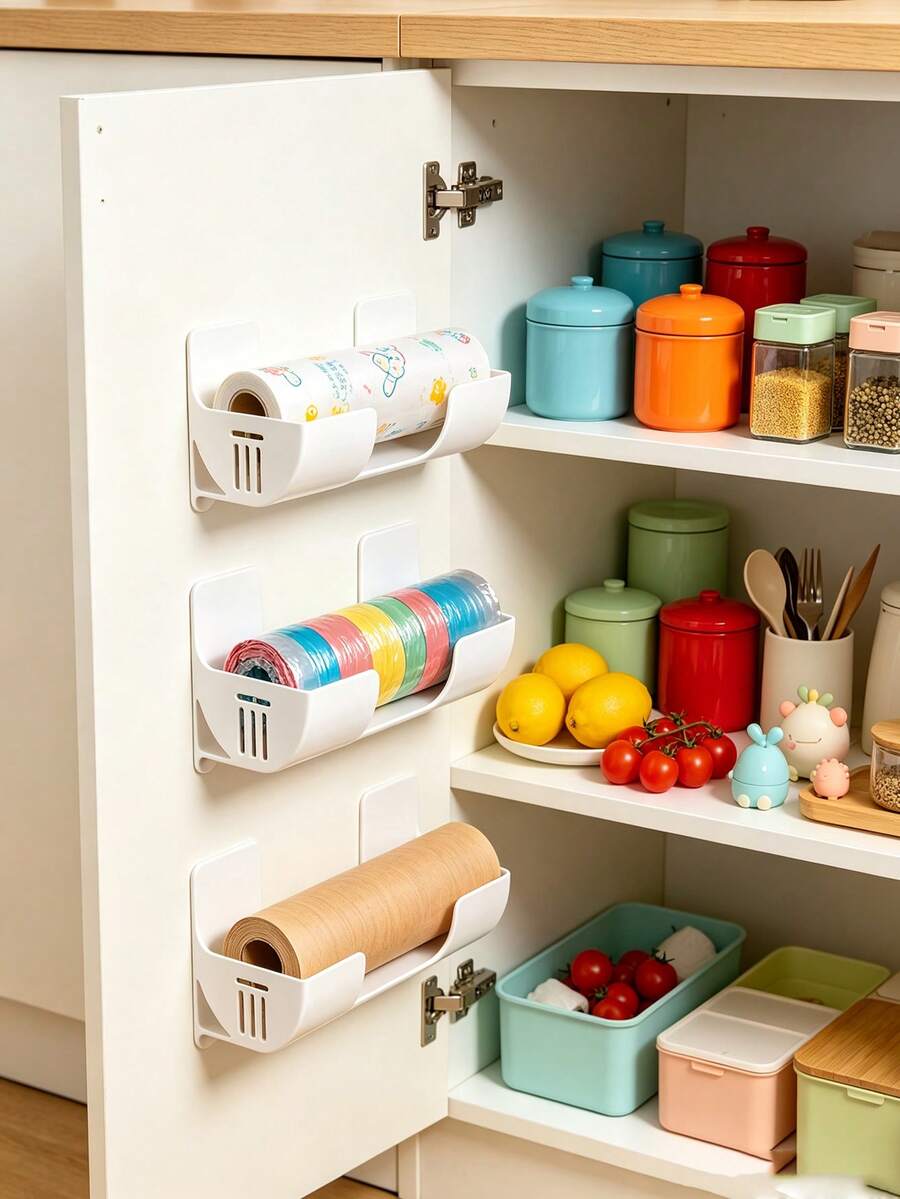 4 Buah Rak Penyimpanan Dapur dengan Jarak yang Dapat Diatur, Tempat Kantong Sampah Tanpa Pengeboran, Cocok untuk Kantong Sampah, Plastik Pembungkus, Payung, Penggiling Adonan, Penyimpanan di Wastafel, Penyimpanan Lemari Dapur, Pengorganisasian dan Penyimpanan Dapur, Penyimpanan di Asrama Mahasiswa - MultiWarna - View 1