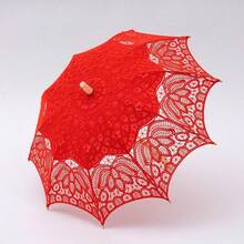 Cloudoo Parapluie en tissu à manche droit avec crochet, brodé de dentelle et fleurs, accessoire décoratif pour voyage, mariage et photographie, parapluie de camping, parapluie de mariée pour robe de mariée, parapluie assorti style Hanfu Kimono japonais, parapluie accessoire cosplay princesse anime - multicolore - Voir 21