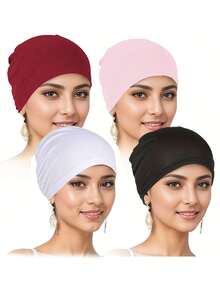6/4/1pc Soft Elastic Lining Headscarf - Elegant Solid Color, Multi-Functional Headscarf, Fashionable Chemotherapy Hat, Suitable For Women - Ideal Choice For Casual Wear - Multicolor - View 2