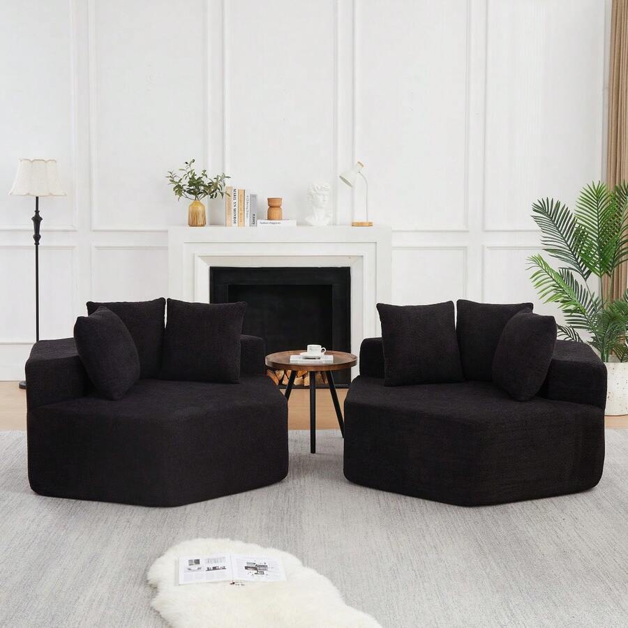 Swivel Chair - Black + Chenille + Foam+Spring + 2 Seat + Modern - View 1