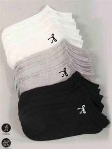 30/20/15/10/5/1 Pair Black / White / Grey Minimalist Fashion Solid Color Socks, Suitable For Daily Casual Wear - Multicolor - View 2