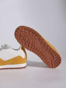 Women Casual Sneakers, Lace Up Walking Shoes - Yellow - View 8