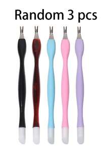 1/3pcs 2-In-1 Double-Head Nail Pusher, Nail Stickers, Nail File, Stainless Steel Nail Clippers, Toe File, Home Manicure Set (Random Color) - Multicolor - View 8