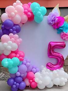 125pcs Pink And Purple Balloon Arch Kit, 5/10/12/18 Inch Purple Blue Pink Gold Balloons Suitable For Wedding Gift Parties, Princess Birthday Parties Decoration - Blue, Pink, and Purple Set - View 4