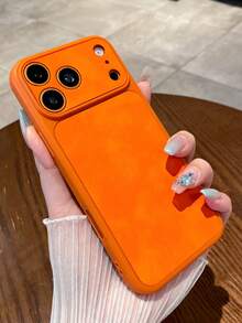 Luxury Premium Shockproof Artifical Leather Phone Case Compatible With IPhone 18 Pro Max 18 Pro 17 Pro Max 17 Pro 16 Pro Max 15 Pro Max 14 Pro Max 13 Pro Max Retro Camera Protection Back Cover ﻿ - Orange - View 2