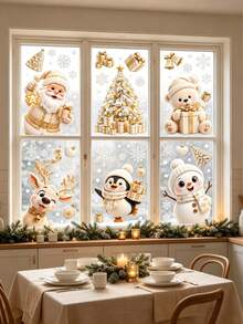 Platinum Series Christmas Static Window Stickers, 6pcs/Set, Creative Combination, Suitable For Christmas Theme Window Stickers, Glass Stickers, Christmas Party Decoration Mirror Stickers And Window Stickers - Multicolor - View 5