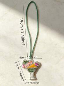 1pc Party Style Bag Charm, Handmade Rhinestone Beaded Pendant With Champagne, Cocktail Glass And Coffee Cup Design - Green - View 3