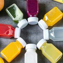 Botol Plastik Kecil dengan Tutup Ulir, Cocok untuk Cairan, Jus, Minuman Kesehatan - Botol Konsentrat Jus Jahe - Botol Mini Transparan yang Dapat Digunakan Kembali/Anti Bocor/Dapat Dibekukan, Wadah Plastik 2oz dengan Tutup - Hitam - View 1